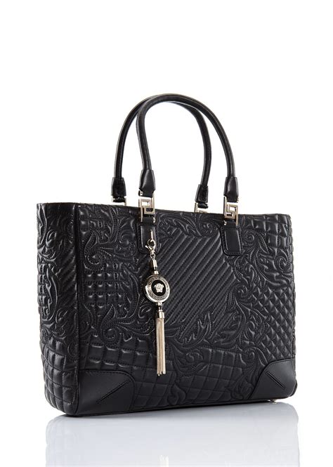 Versace Elettra Quilted Vanitas Bag In Gold And Black 